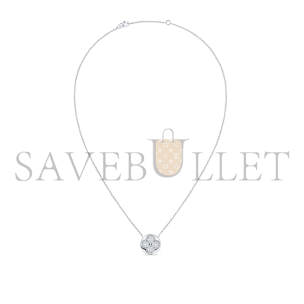 l**is v*t*n Di*m*nd blossom sun pendant, white gold and Di*m*nds q93630